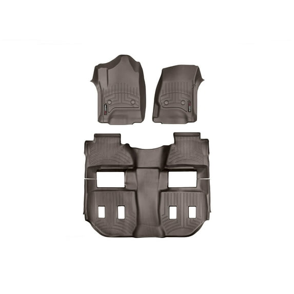 WeatherTech Custom Fit FloorLiners compatible with 2015-2020 Cadillac Escalade ESV - Complete Set (1st Row, 1-Piece 2nd/3rd Row), Cocoa