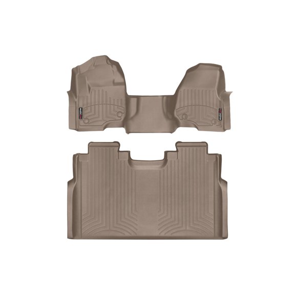 WeatherTech Custom Fit FloorLiners compatible with 2017-2019 Ford Super Duty - 1st Row Over-The-Hump & 2nd Row, Tan