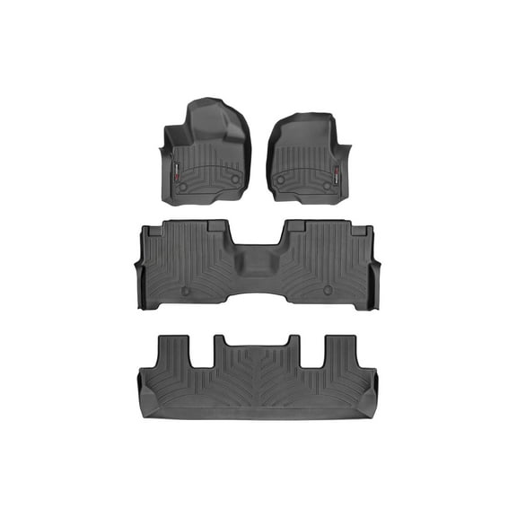 WeatherTech Custom Fit FloorLiners compatible with 2018-2024 Lincoln Navigator - Complete Set (1st, 2nd, & 3rd Row), Black