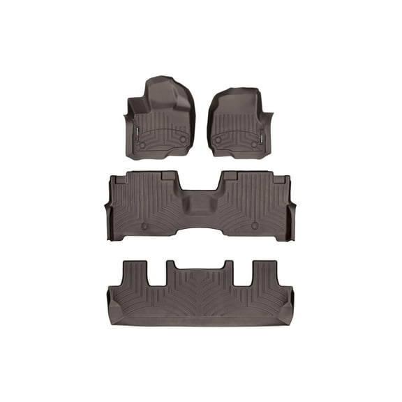 WeatherTech Custom Fit FloorLiners compatible with 2018-2024 Lincoln Navigator - Complete Set (1st, 2nd, & 3rd Row), Cocoa