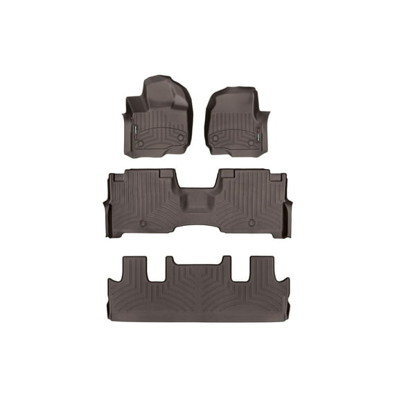 WeatherTech Custom Fit FloorLiners compatible with 2018-2024 Lincoln Navigator L - Complete Set (1st, 2nd, & 3rd Row), Cocoa