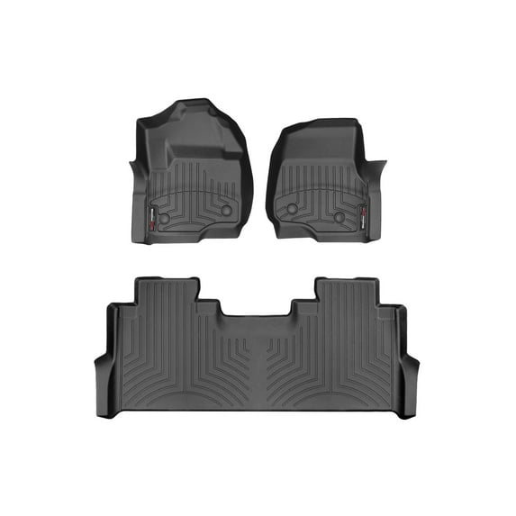 WeatherTech Custom Fit FloorLiners compatible with 2020-2022 Ford Super Duty - 1st & 2nd Row, Black