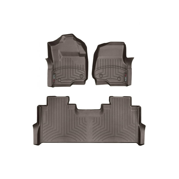 WeatherTech Custom Fit FloorLiners compatible with 2020-2022 Ford Super Duty - 1st & 2nd Row, Cocoa