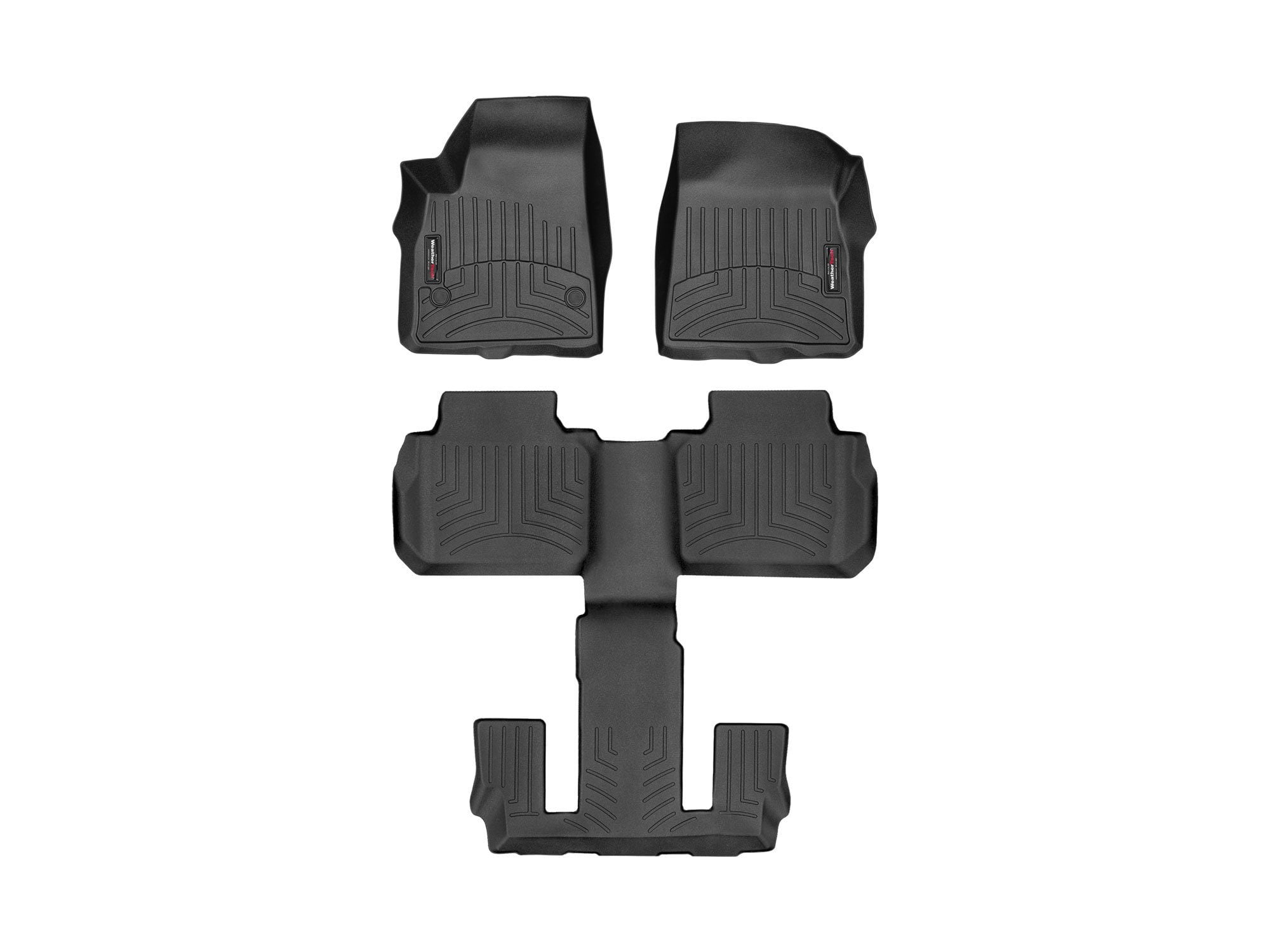 WeatherTech Custom Fit FloorLiners compatible with 2020-2025 Cadillac XT6 - Complete Set (1st Row, 1-Piece 2nd/3rd Row), Black