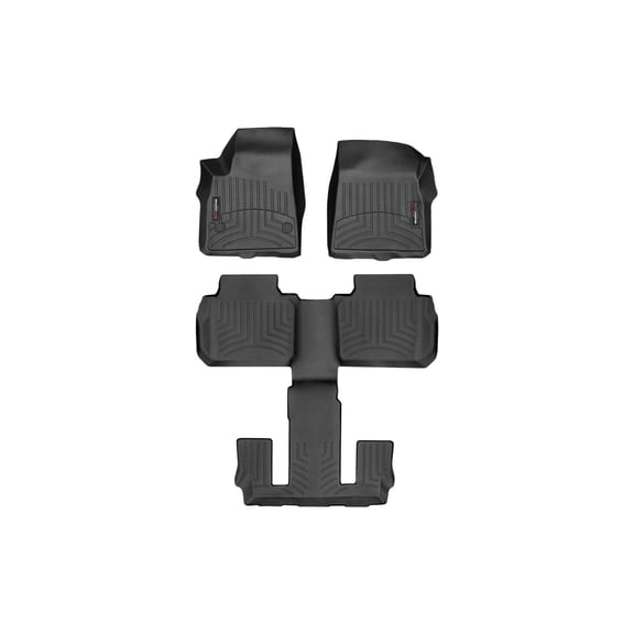 WeatherTech Custom Fit FloorLiners compatible with 2020-2025 Cadillac XT6 - Complete Set (1st Row, 1-Piece 2nd/3rd Row), Black