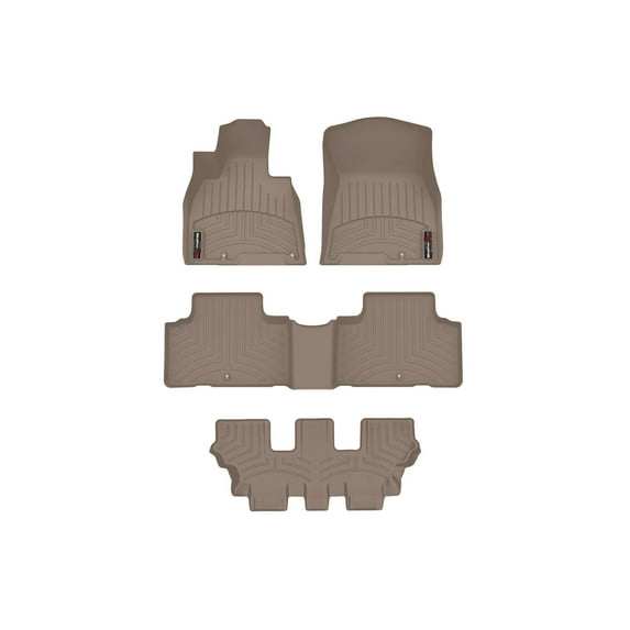 WeatherTech Custom Fit FloorLiners compatible with 2021-2021 Genesis GV80 - Complete Set (1st, 2nd, & 3rd Row), Tan
