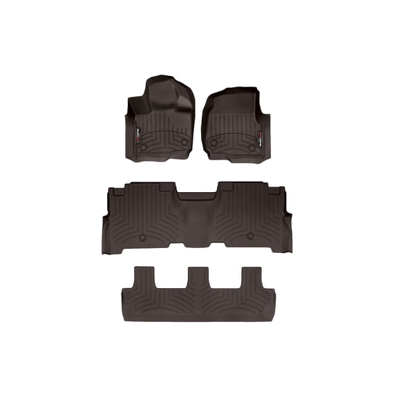 WeatherTech Custom Fit FloorLiners compatible with 2021-2024 Ford Expedition - Complete Set (1st, 2nd, & 3rd Row), Cocoa