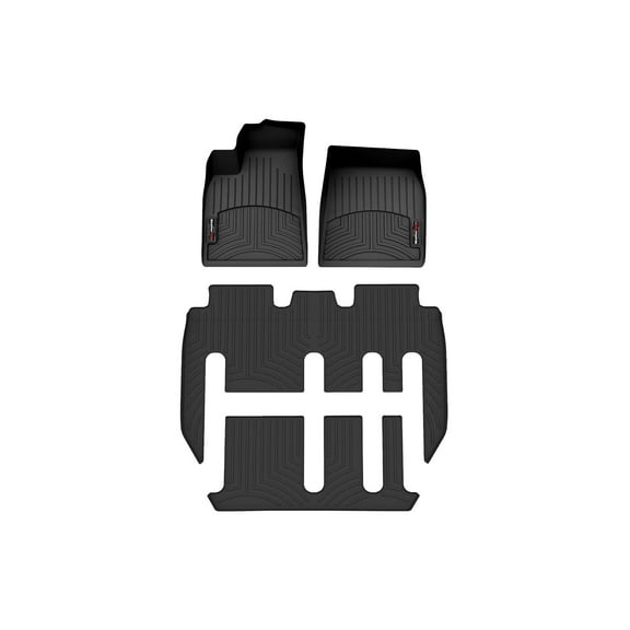 WeatherTech Custom Fit FloorLiners compatible with 2021-2026 Tesla Model X - Complete Set (1st, 2nd, & 3rd Row), Black