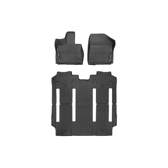 WeatherTech Custom Fit FloorLiners compatible with 2025-2025 Toyota Sienna - Complete Set (1st Row, 1-Piece 2nd/3rd Row), Black