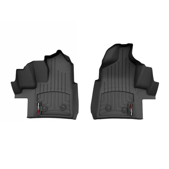 WeatherTech Custom Fit FloorLiners compatible with Ford Transit, E-Transit - 1st Row (Driver & Passenger), Black