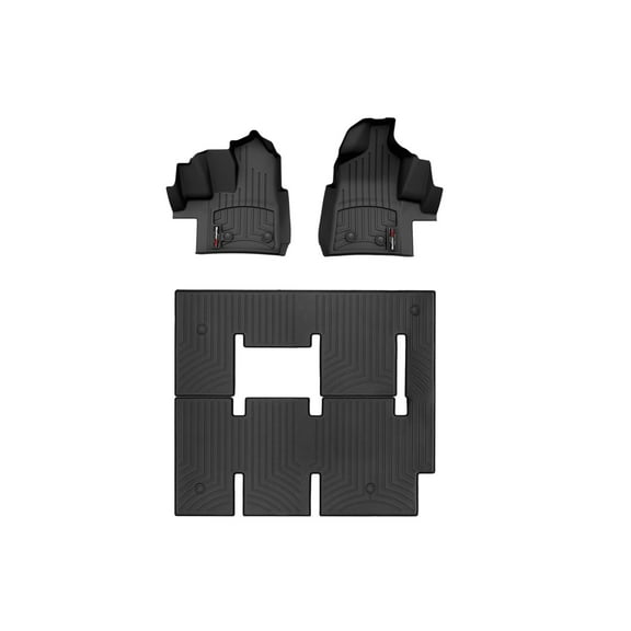 WeatherTech Custom Fit FloorLiners compatible with 2020-2021 Ford Transit - Complete Set (1st Row, 1-Piece 2nd/3rd Row), Black