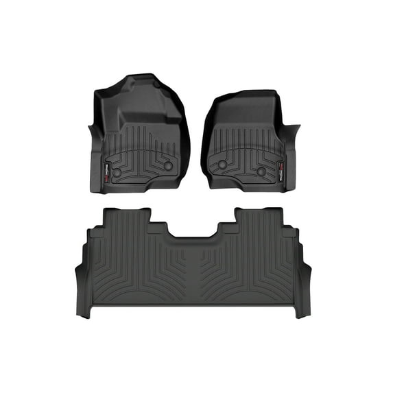WeatherTech Custom Fit FloorLiners compatible with 2023-2024 Ford Super Duty - 1st & 2nd Row, Black