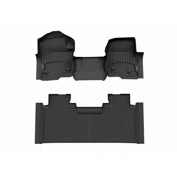 WeatherTech Custom Fit FloorLiners compatible with 2023-2024 Ford Super Duty - 1st Row Over-The-Hump & 2nd Row, Black