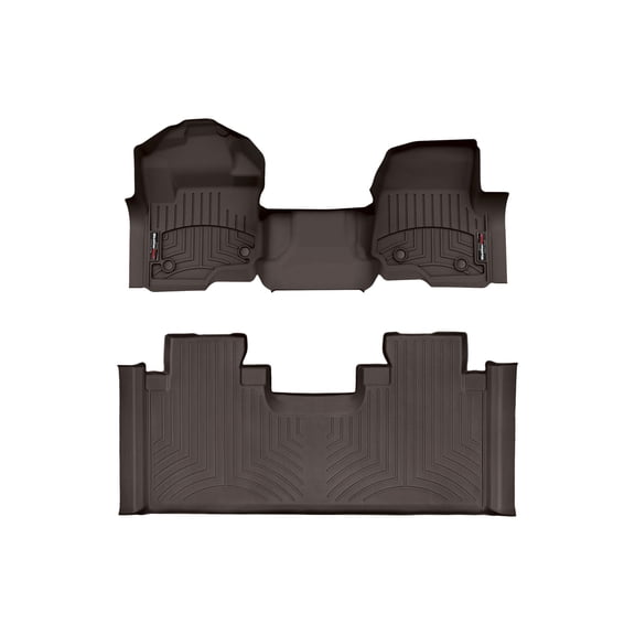 WeatherTech Custom Fit FloorLiners compatible with 2023-2024 Ford Super Duty - 1st Row Over-The-Hump & 2nd Row, Cocoa