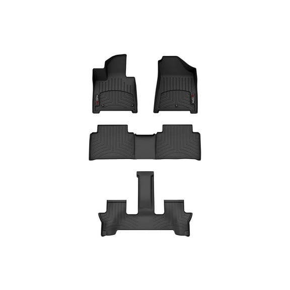 WeatherTech Custom Fit FloorLiners compatible with 2024-2025 Hyundai Santa Fe - Complete Set (1st, 2nd, & 3rd Row), Black