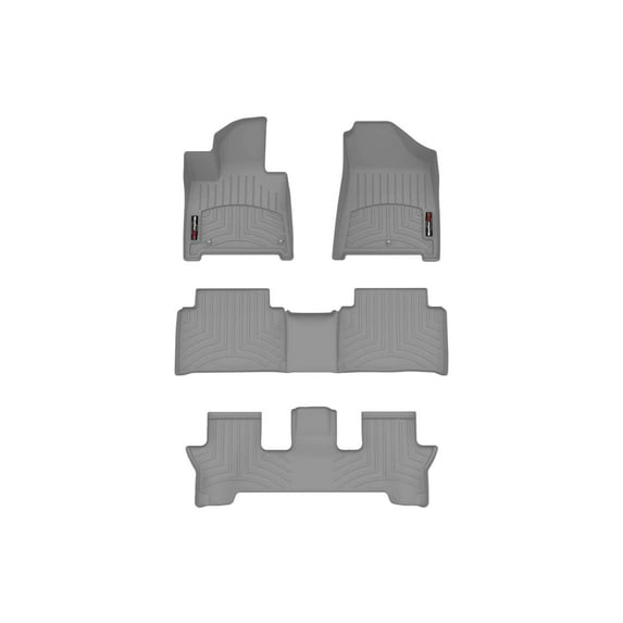 WeatherTech Custom Fit FloorLiners compatible with 2024-2026 Hyundai Santa Fe - Complete Set (1st, 2nd, & 3rd Row), Grey