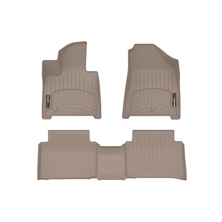 WeatherTech Custom Fit FloorLiners compatible with 2024-2026 Hyundai Santa Fe Hybrid - 1st & 2nd Row, Tan