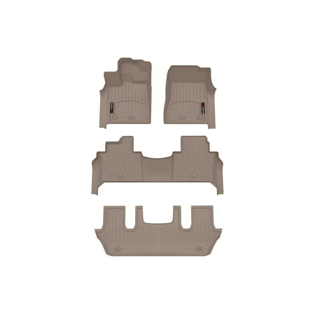 WeatherTech Custom Fit FloorLiners compatible with 2025-2026 Infiniti QX80 - Complete Set (1st, 2nd, & 3rd Row), Tan
