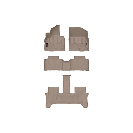WeatherTech Custom Fit FloorLiners compatible with 2026-2026 Hyundai Palisade - Complete Set (1st, 2nd, & 3rd Row), Tan