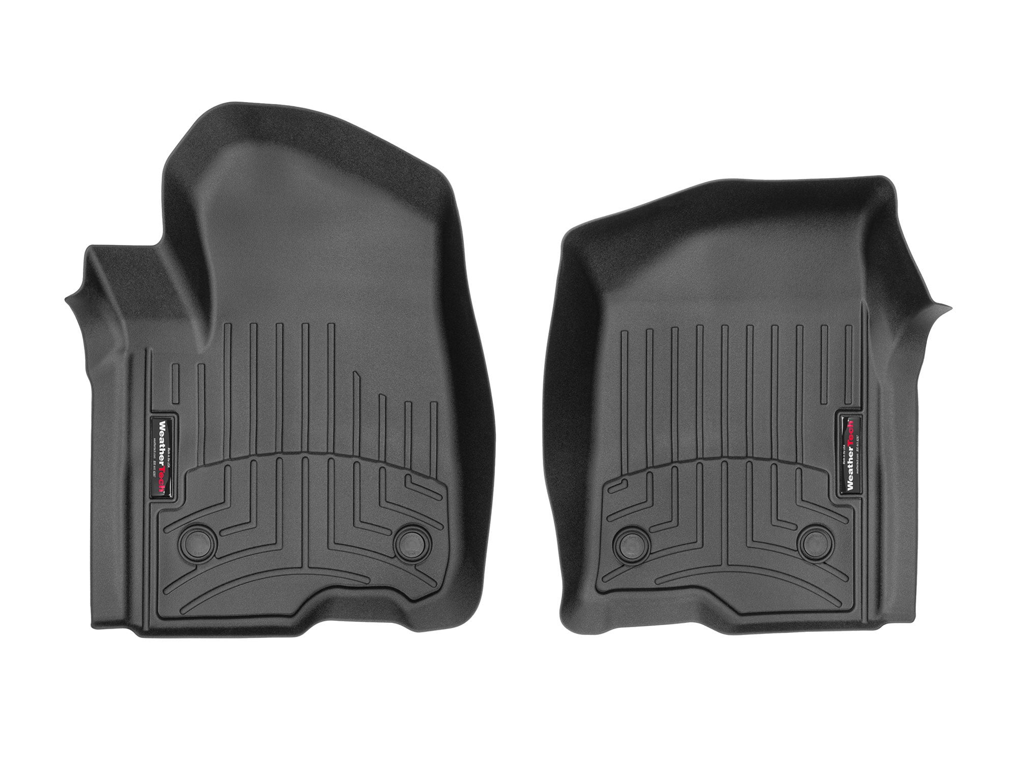 WeatherTech Custom Fit FloorLiners compatible with Sierra 1500, Silverado 2500HD/3500HD, Silverado 1500 - 1st Row (Driver & Passenger), Black