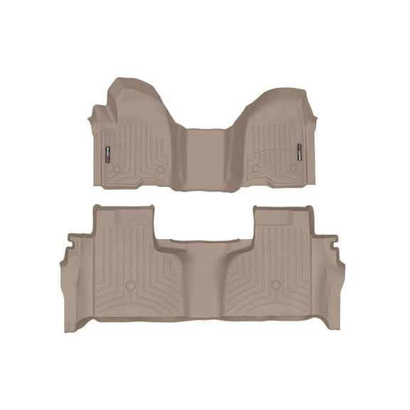 WeatherTech Custom Fit FloorLiners compatible with 4514911-4514369- 1st Row Over-The-Hump & 2nd Row Tan
