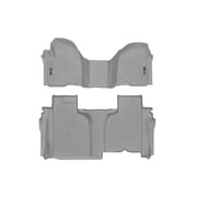 WeatherTech Custom Fit FloorLiners compatible with Silverado 1500, Sierra 2500HD/3500HD, Silverado 2500HD/3500HD, Sierra 1500 - 1st Row Over-The-Hump & 2nd Row, Grey