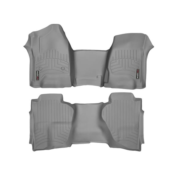 WeatherTech Custom Fit FloorLiners compatible with Silverado 1500, Silverado 2500HD/3500HD, Sierra 2500HD/3500HD, Silverado LD 1500 - 1st Row Over-The-Hump & 2nd Row, Grey