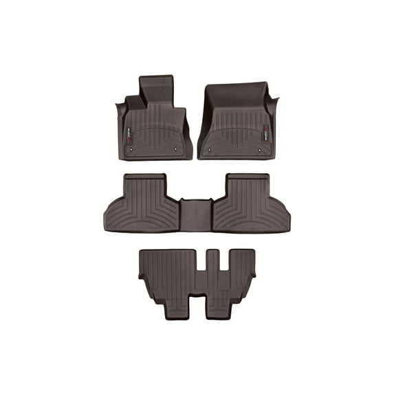 WeatherTech Custom Fit FloorLiners compatible with BMW X5 35d, X5 35i, X5 40e, X5 50i, X5 M - Complete Set (1st, 2nd, & 3rd Row), Cocoa