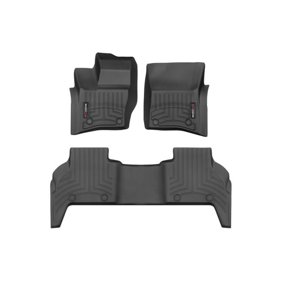 WeatherTech Custom Fit FloorLiners compatible with Land Rover Rover Defender 130, Defender 110 - 1st & 2nd Row, Black