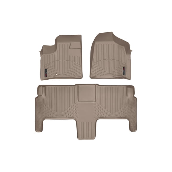 WeatherTech Custom Fit FloorLiners compatible with Town & Country Van, Routan, Grand Caravan - 1st & 2nd Row, Tan