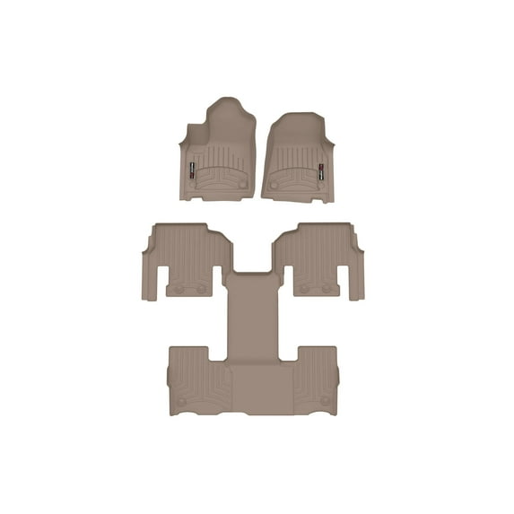 WeatherTech Custom Fit FloorLiners compatible with Jeep Wagoneer L, Wagoneer, Grand Wagoneer, Grand Wagoneer L - Complete Set (1st Row, 1-Piece 2nd/3rd Row), Tan