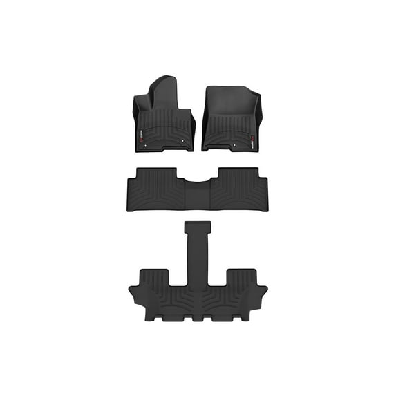 WeatherTech Custom Fit FloorLiners compatible with Kia Sorento Hybrid, Sorento Plug-In Hybrid - Complete Set (1st, 2nd, & 3rd Row), Black