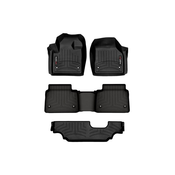 WeatherTech Custom Fit FloorLiners compatible with 2020-2024 Land Rover Rover Discovery Sport - Complete Set (1st, 2nd, & 3rd Row), Black