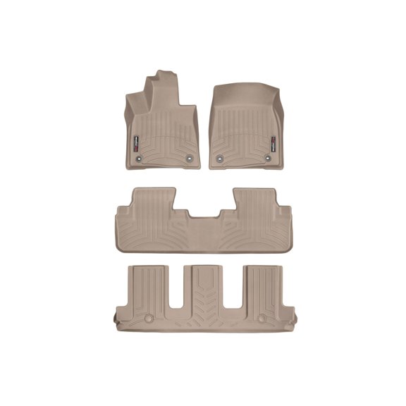 WeatherTech Custom Fit FloorLiners compatible with Lexus RX, RX Hybrid - Complete Set (1st, 2nd, & 3rd Row), Tan
