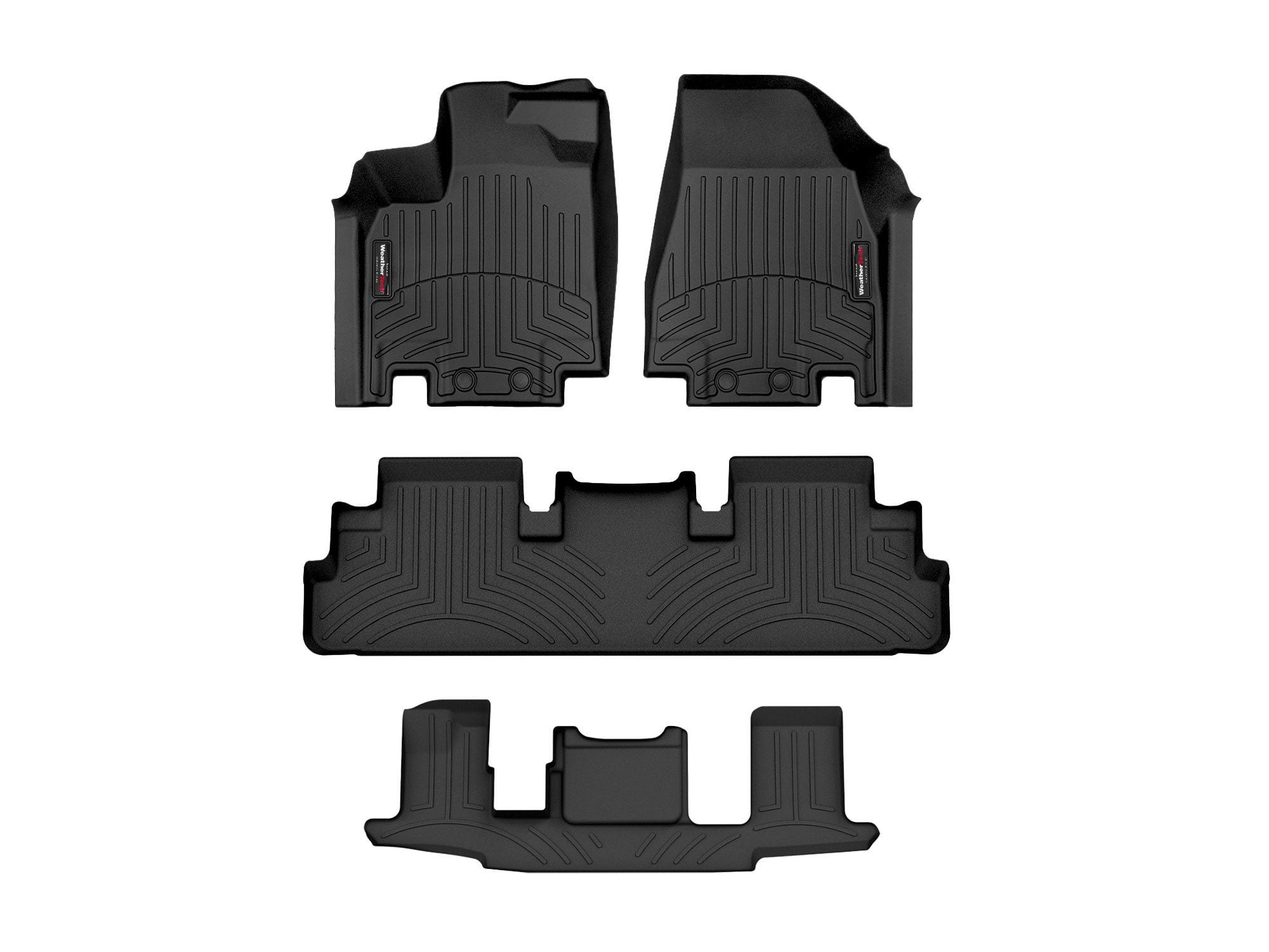 WeatherTech Custom Fit FloorLiners compatible with Pathfinder, QX60 - Complete Set (1st, 2nd, & 3rd Row), Black
