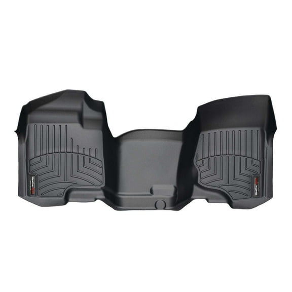 WeatherTech Custom Fit FloorLiners compatible with Chevrolet Silverado, Silverado 2500HD/3500HD, Tahoe, Silverado 1500 - 1st Row - Over The Hump, Black