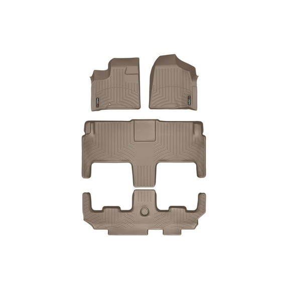 WeatherTech Custom Fit FloorLiners compatible with Grand Caravan, Town & Country Van, Routan - Complete Set (1st, 2nd, & 3rd Row), Tan