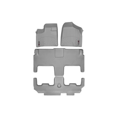 WeatherTech Custom Fit FloorLiners compatible with Town & Country Van, Routan - Complete Set (1st, 2nd, & 3rd Row), Grey