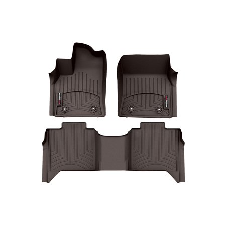 WeatherTech Custom Fit FloorLiners compatible with Toyota Tundra, Tundra Hybrid - 1st & 2nd Row, Cocoa