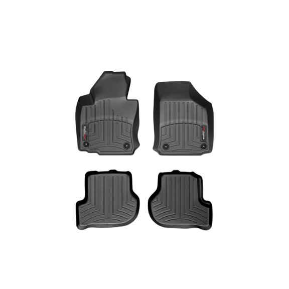 WeatherTech Custom Fit FloorLiners compatible with VW Golf GTI, Golf R32, Golf R, Jetta SportWagen, Rabbit, Jetta - 1st & 2nd Row (2-pc. Rear Liner), Black