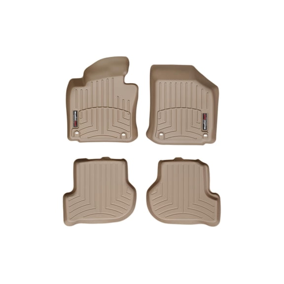 WeatherTech Custom Fit FloorLiners compatible with VW Golf R32, Jetta, Golf, Golf GTI, Jetta GLI - 1st & 2nd Row (2-pc. Rear Liner), Tan
