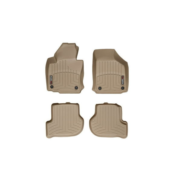 WeatherTech Custom Fit FloorLiners compatible with VW Golf, Golf R, Jetta SportWagen, Jetta, Rabbit, Golf GTI - 1st & 2nd Row (2-pc. Rear Liner), Tan