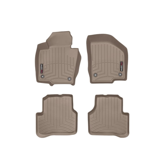 WeatherTech Custom Fit FloorLiners compatible with VW CC, Passat - 1st & 2nd Row (2-pc. Rear Liner), Tan
