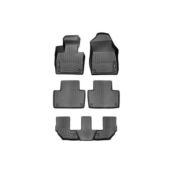 WeatherTech Custom Fit FloorLiners compatible with Volvo XC90, XC90 Recharge, XC90 Plug-In Hybrid - Complete Set (1st, 2nd (2-Piece) & 3rd Row), Black