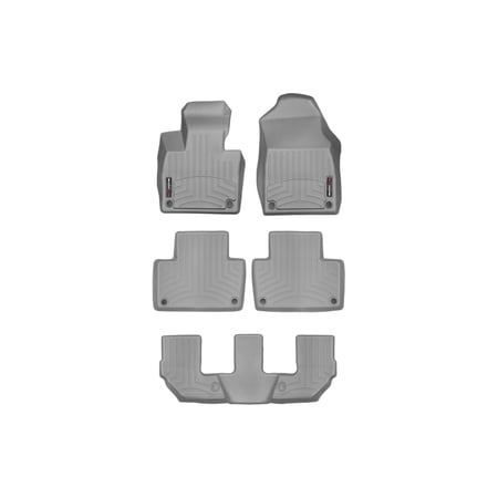 WeatherTech Custom Fit FloorLiners compatible with Volvo XC90, XC90 Recharge, XC90 Plug-In Hybrid - Complete Set (1st, 2nd (2-Piece) & 3rd Row), Grey