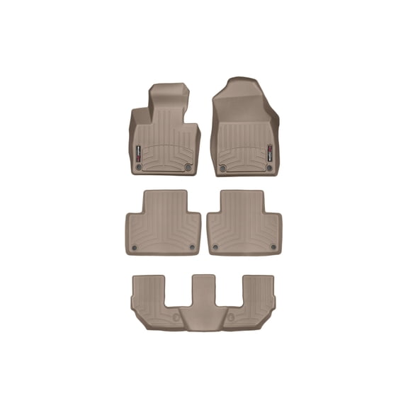 WeatherTech Custom Fit FloorLiners compatible with Volvo XC90 Recharge, XC90, XC90 Plug-In Hybrid - Complete Set (1st, 2nd (2-Piece) & 3rd Row), Tan