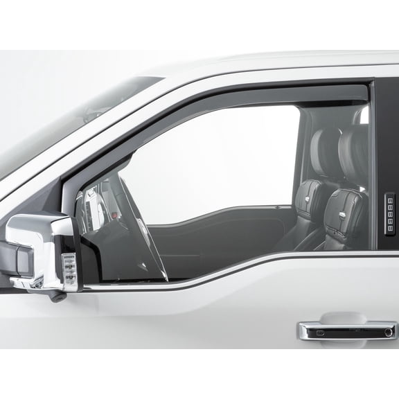WeatherTech Custom Fit Side Window Deflectors compatible with Ford F-150 Raptor, F-150 Lightning, Super Duty - Front Pair, Dark Tint