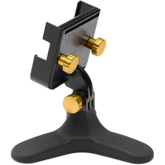 WeatherTech DeskFone Two View Universal Phone Holder for Flat Surfaces, Office, Kitchen, Nightstand - Gold Billet Knobs