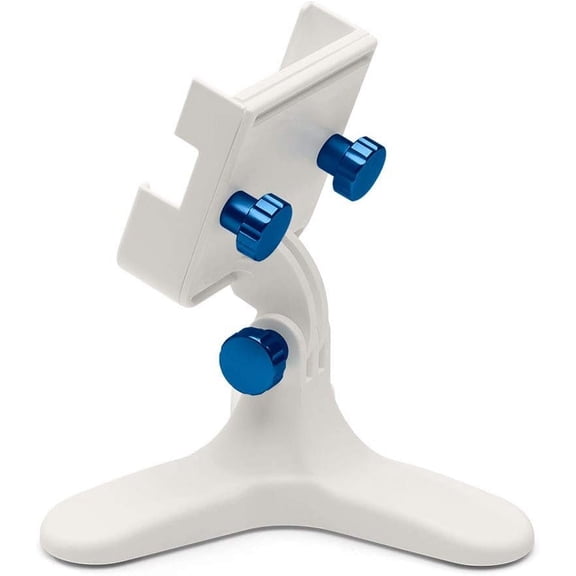 WeatherTech DeskFone Two View White Universal Phone Holder for Flat Surfaces, Office, Kitchen, Nightstand - Royal Blue Billet Knobs