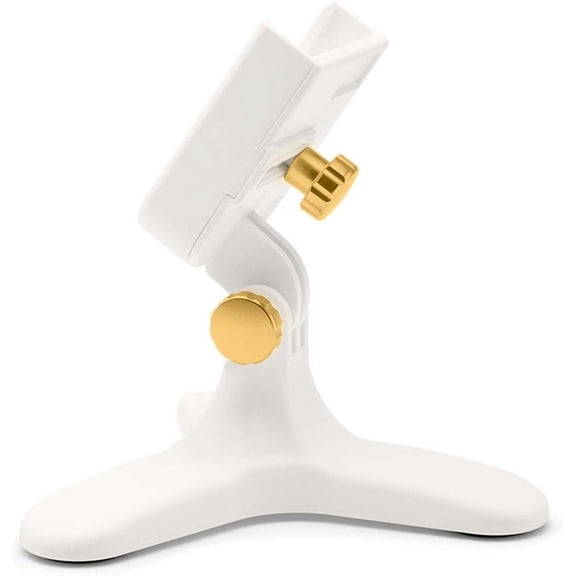 WeatherTech DeskFone White Universal Phone Holder for Flat Surfaces, Office, Kitchen, Nightstand - Gold Billet Knobs